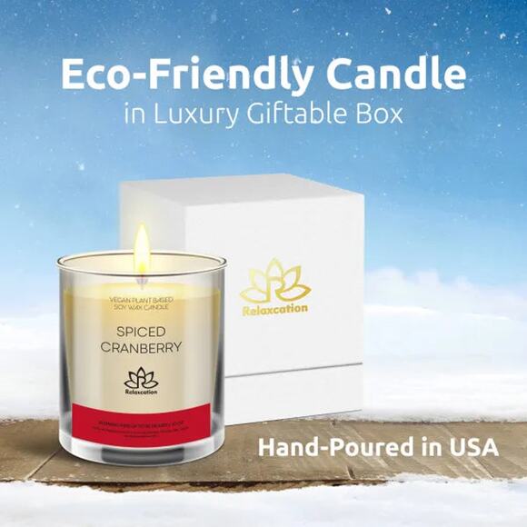 SPICED CRANBERRY Soy Wax Candle in Glass Jar (10 oz) - Picture 2 of 7